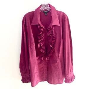 LANE BRYANT Cranberry Ruffle Blouse Plus Size 1820